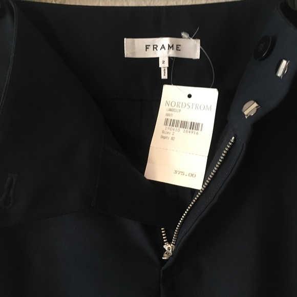 FRAME Navy Wool Slacks Pants Wide Leg NWT $375 S 2 - Picture 3 of 8